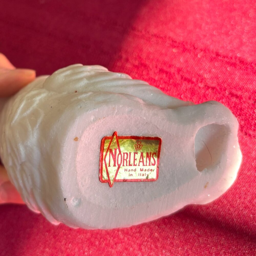 Vintage Pair Norleans White Alabaster Owls Handmade in Italy Figurine - Picture 6 of 12